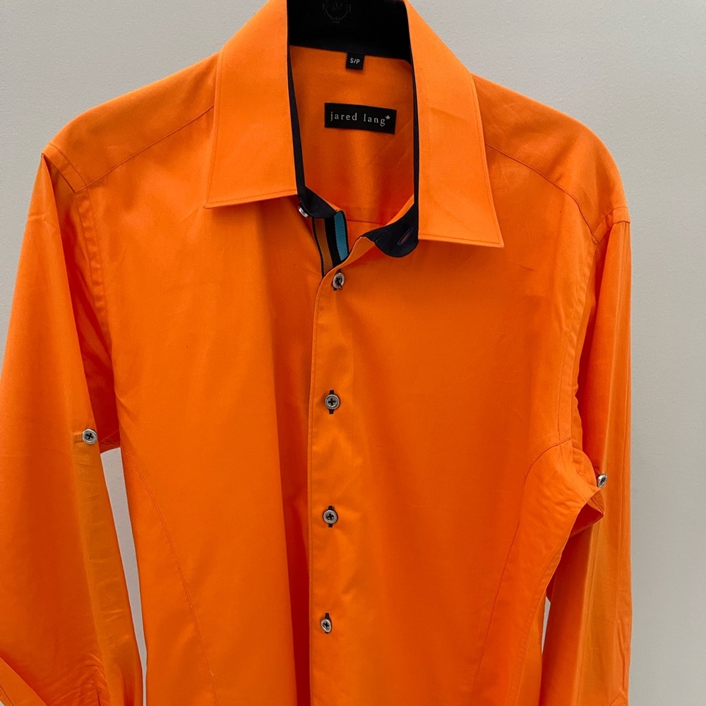 Jared Lang Orange Button Down Shirt Size Small